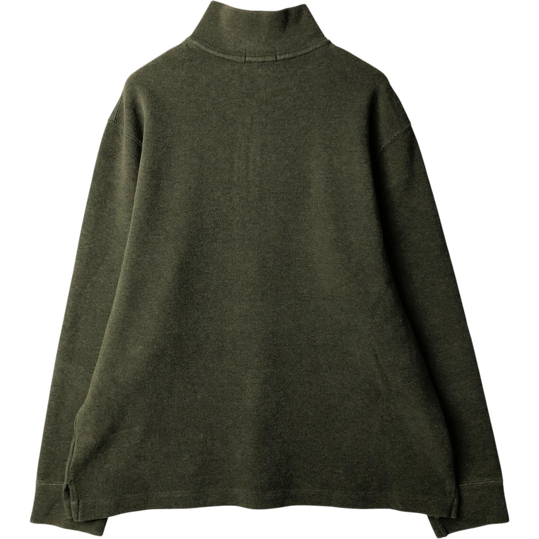 Ralph Lauren POLO RALPH LAUREN Half-Zip Sweatshirt, Men's XL cotton Khaki type sage green Vintage Second Hand