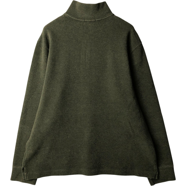 Ralph Lauren POLO RALPH LAUREN Half-Zip Sweatshirt, Men's XL cotton Khaki type sage green Vintage Second Hand