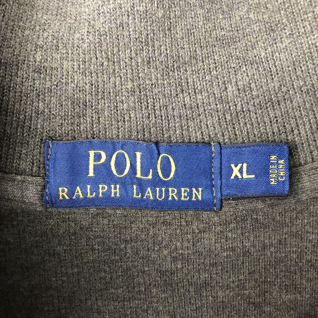 Ralph Lauren POLO RALPH LAUREN Half-Zip Sweatshirt, Men's XL cotton Khaki type sage green Vintage Second Hand