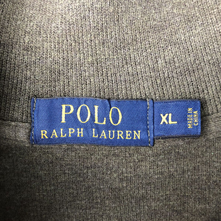Ralph Lauren POLO RALPH LAUREN Half-Zip Sweatshirt, Men's XL cotton Khaki type sage green Vintage Second Hand