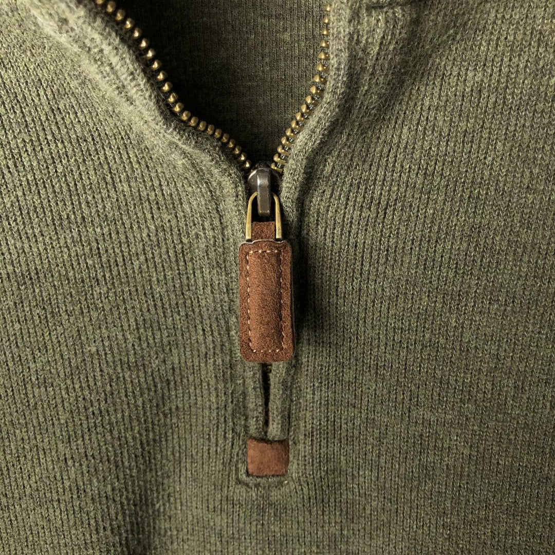 Ralph Lauren POLO RALPH LAUREN Half-Zip Sweatshirt, Men's XL cotton Khaki type sage green Vintage Second Hand