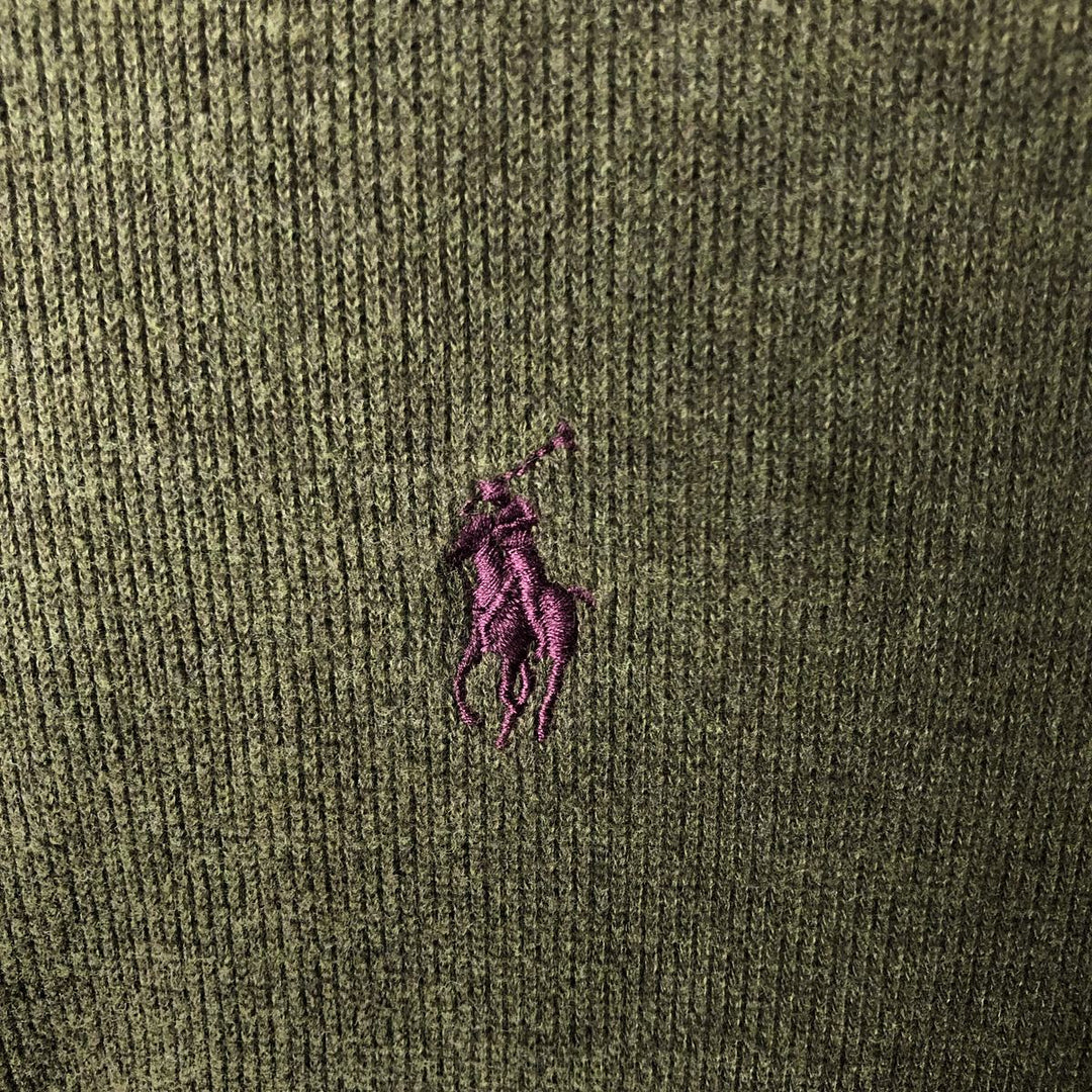 Ralph Lauren POLO RALPH LAUREN Half-Zip Sweatshirt, Men's XL cotton Khaki type sage green Vintage Second Hand