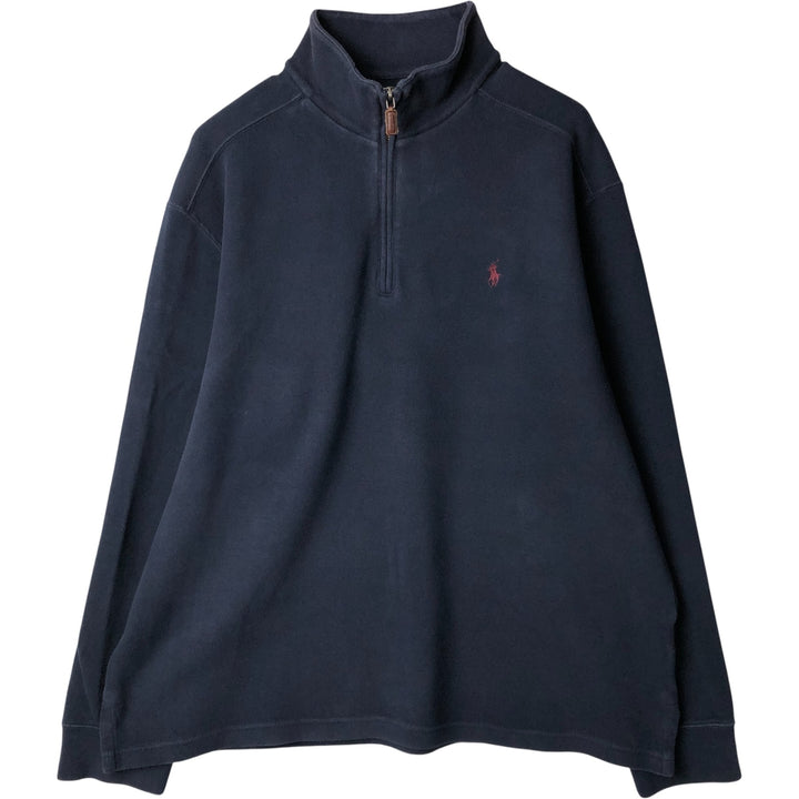 Ralph Lauren POLO by Ralph Lauren Half-Zip Sweatshirt, Men's XL cotton navy blue type Vintage Second Hand