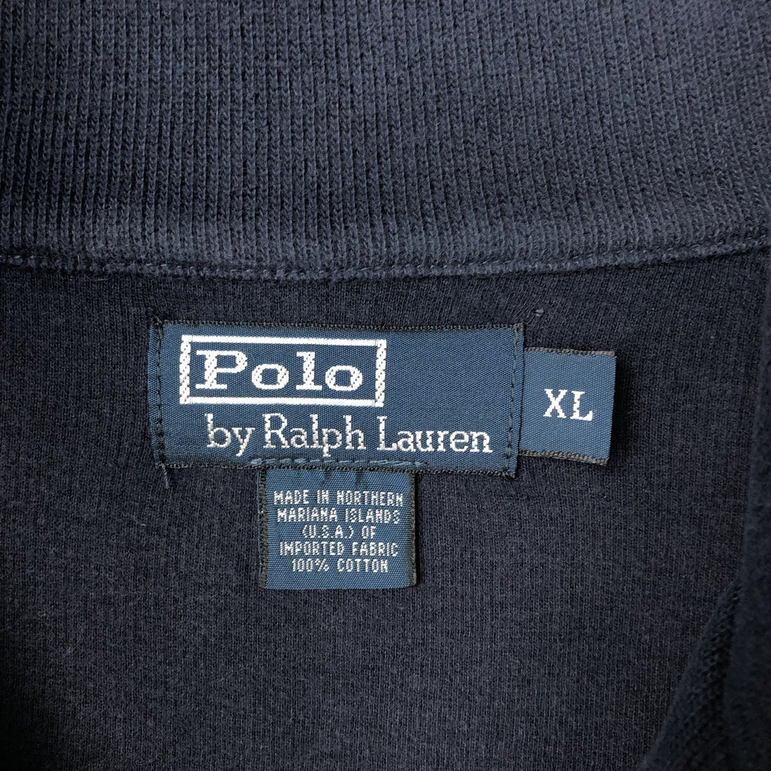 Ralph Lauren POLO by Ralph Lauren Half-Zip Sweatshirt, Men's XL cotton navy blue type Vintage Second Hand