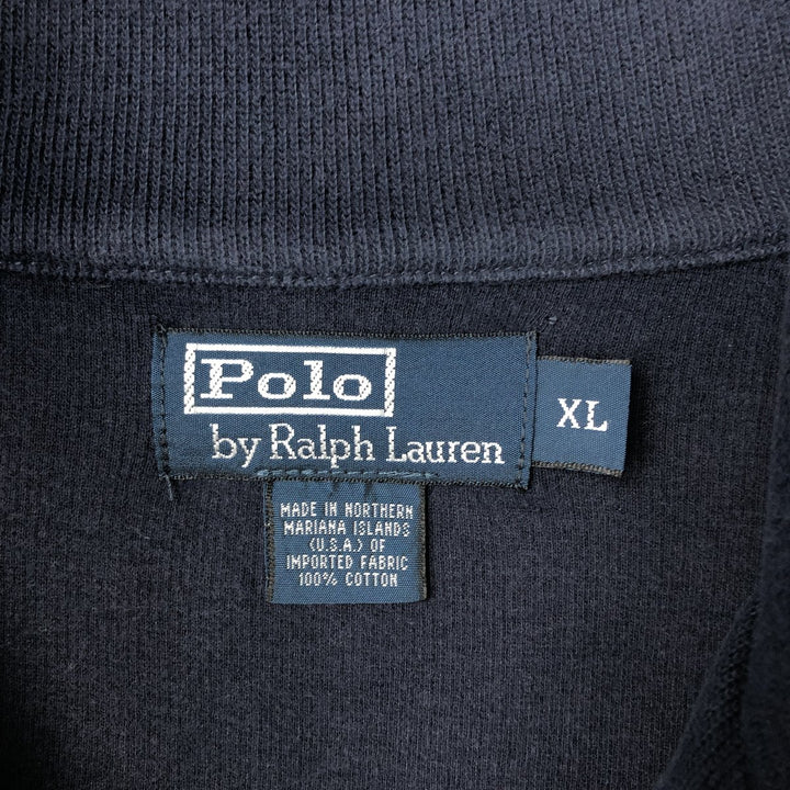 Ralph Lauren POLO by Ralph Lauren Half-Zip Sweatshirt, Men's XL cotton navy blue type Vintage Second Hand