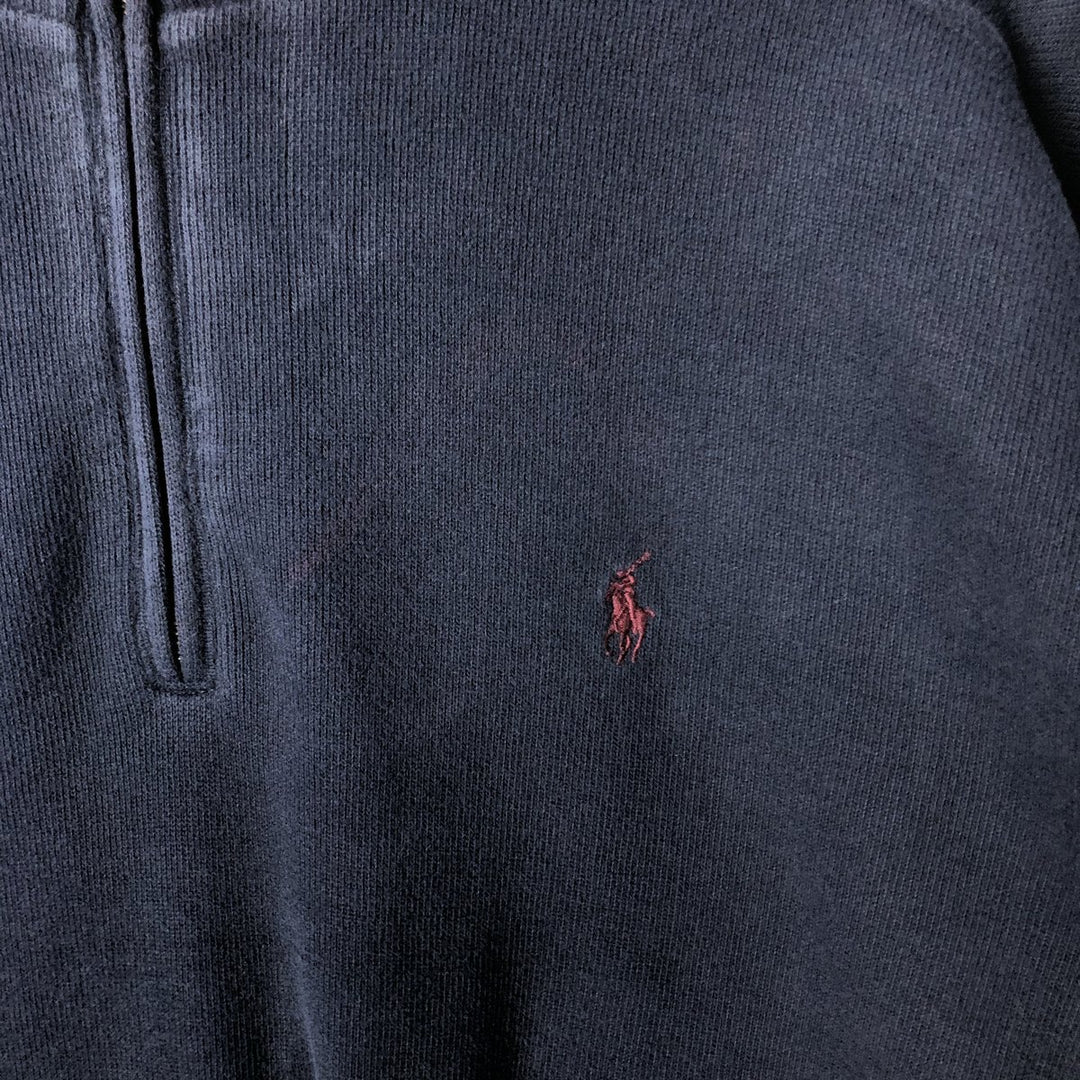 Ralph Lauren POLO by Ralph Lauren Half-Zip Sweatshirt, Men's XL cotton navy blue type Vintage Second Hand