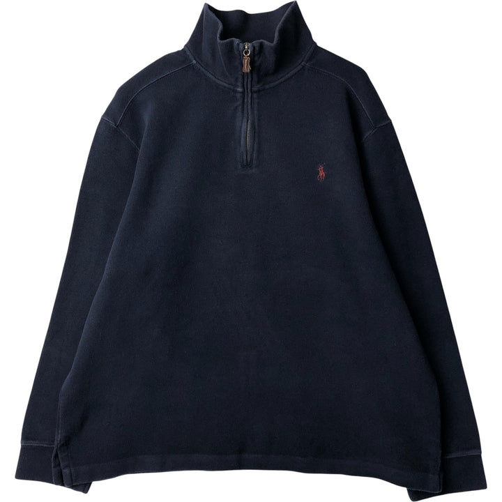 Ralph Lauren POLO by Ralph Lauren Half-Zip Sweatshirt, Men's XL cotton navy blue type Vintage Second Hand