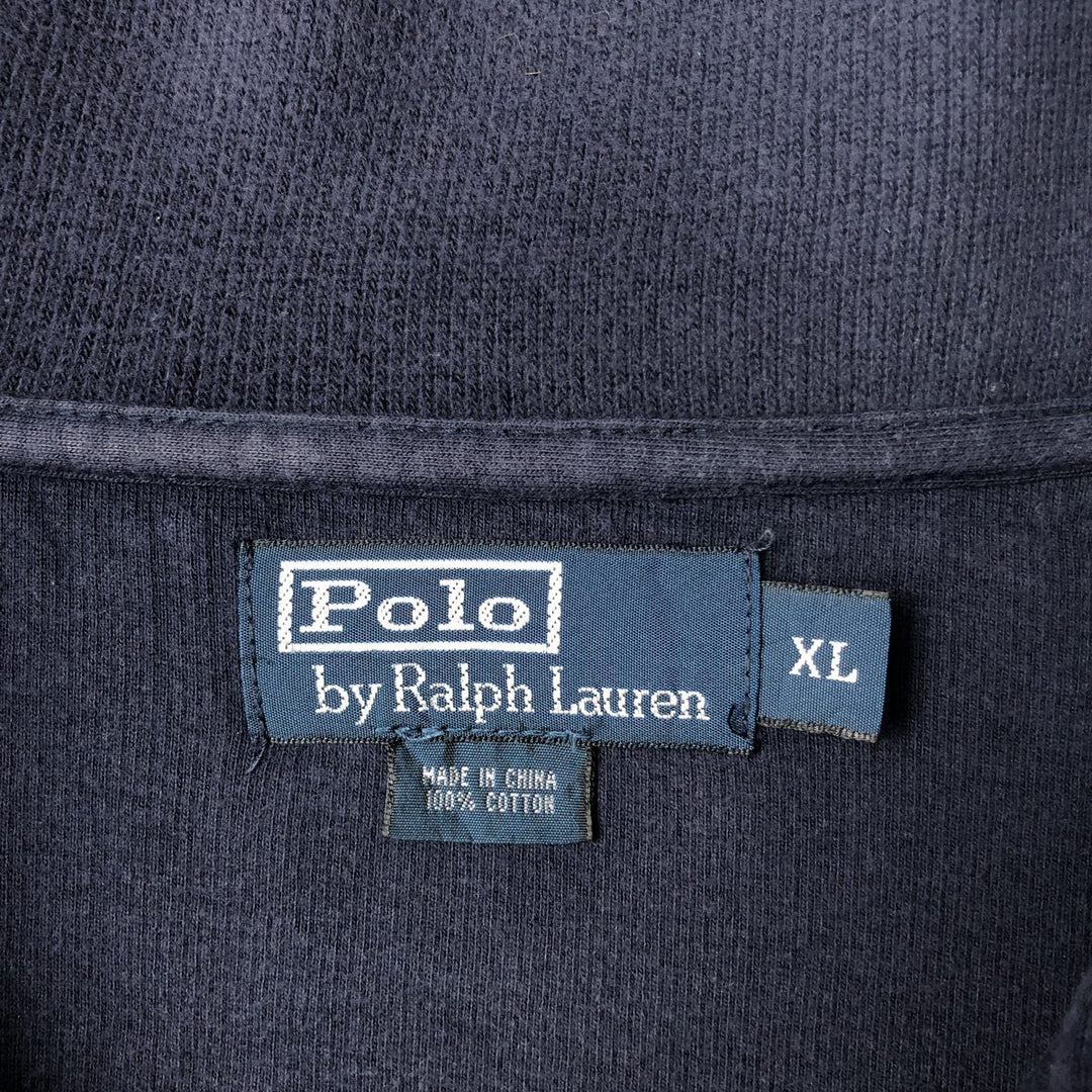 Ralph Lauren POLO by Ralph Lauren Half-Zip Sweatshirt, Men's XL cotton navy blue type Vintage Second Hand
