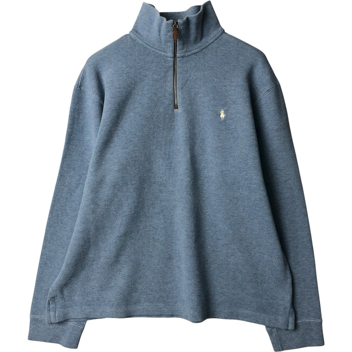 Ralph Lauren POLO by Ralph Lauren Half-Zip Sweatshirt, Men's XL cotton Blue type light blue Vintage Second Hand