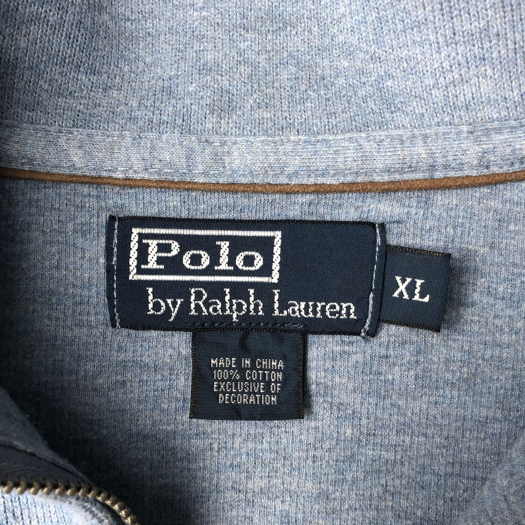 Ralph Lauren POLO by Ralph Lauren Half-Zip Sweatshirt, Men's XL cotton Blue type light blue Vintage Second Hand