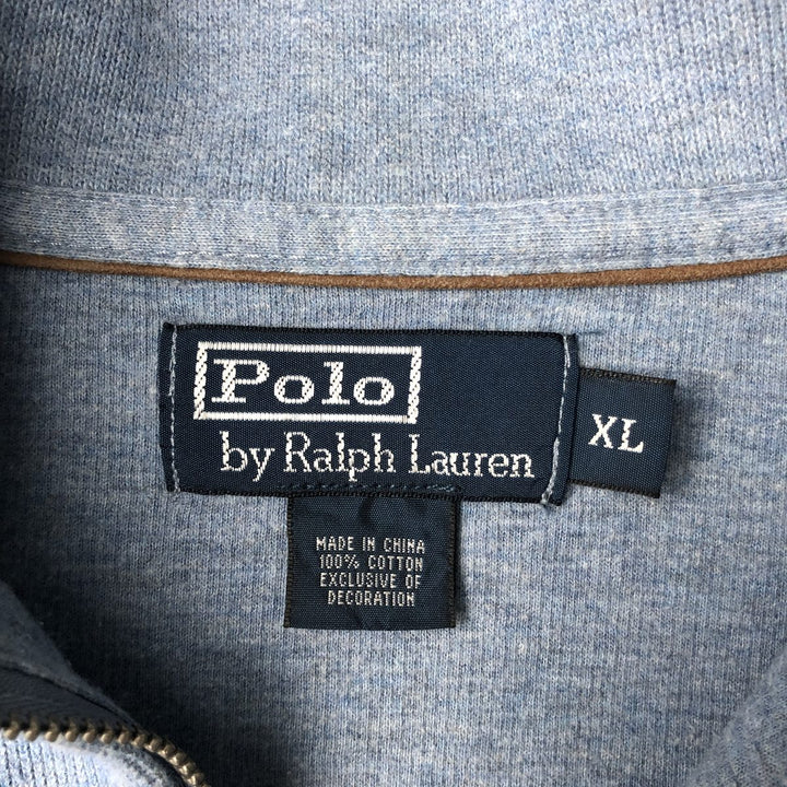 Ralph Lauren POLO by Ralph Lauren Half-Zip Sweatshirt, Men's XL cotton Blue type light blue Vintage Second Hand