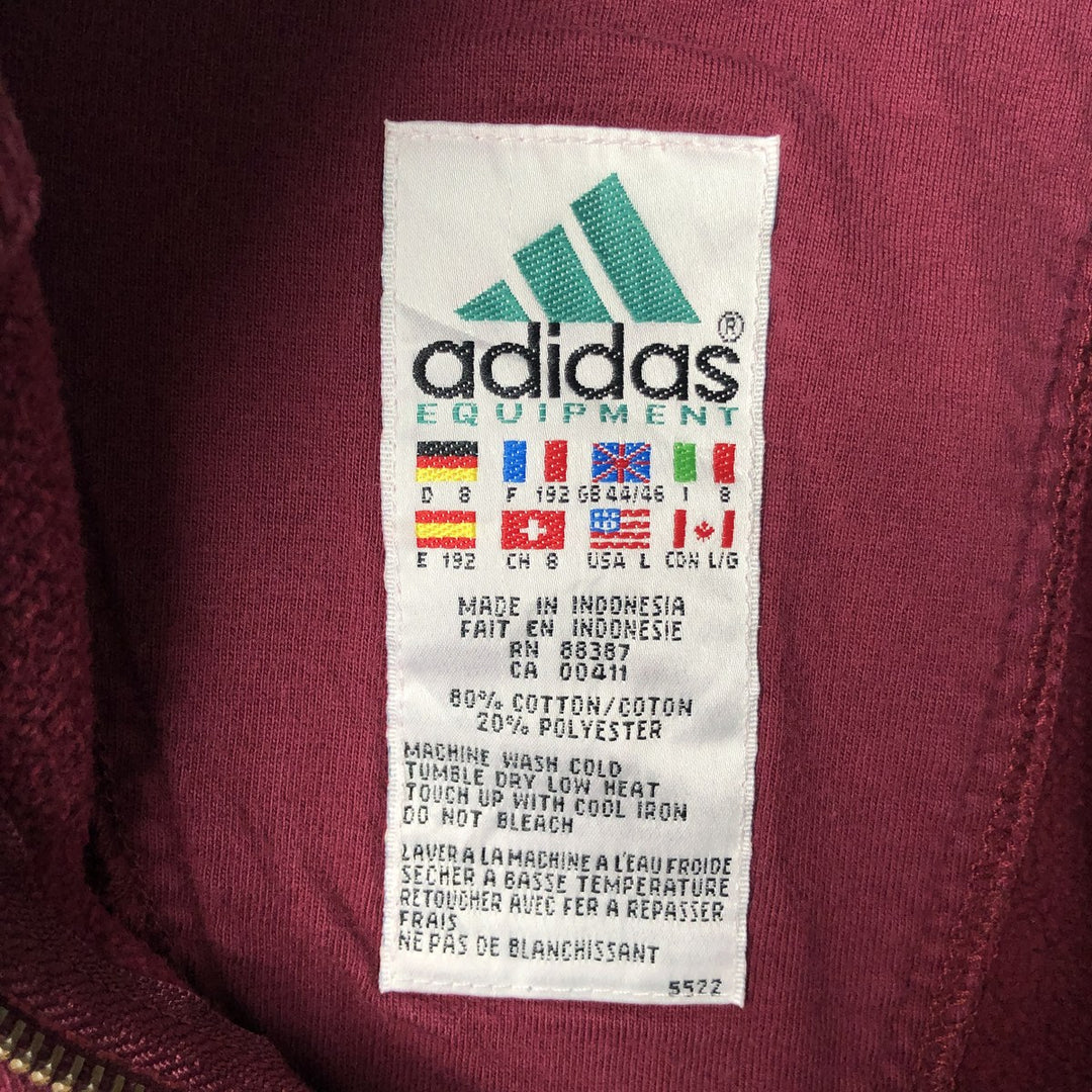 00'S Adidas Half-Zip Sweatshirt, Men's Size L cotton wine-red Vintage Second Hand