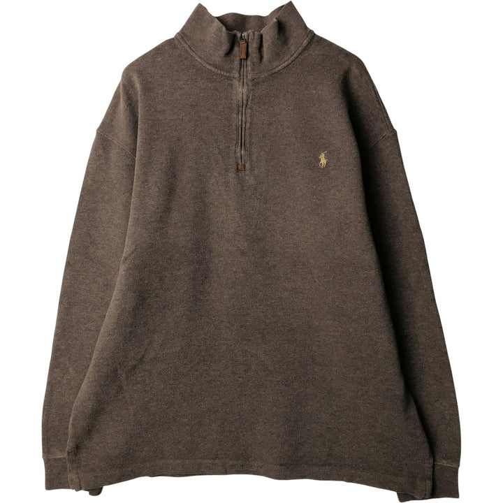 Ralph Lauren POLO by Ralph Lauren Half-Zip Sweatshirt, Men's XL cotton brown type Vintage Second Hand