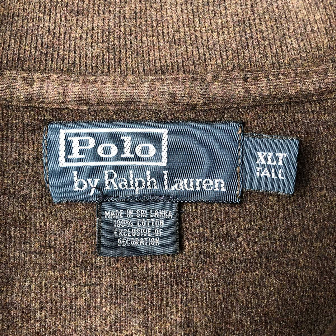 Ralph Lauren POLO by Ralph Lauren Half-Zip Sweatshirt, Men's XL cotton brown type Vintage Second Hand