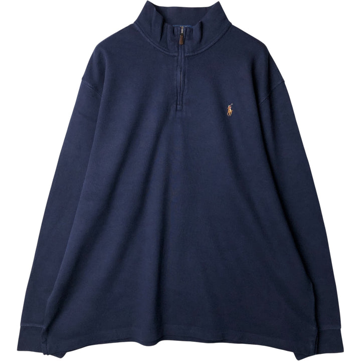 Ralph Lauren POLO RALPH LAUREN ESTATE RIB half-zip sweatshirt, men's size XXL cotton navy blue type Vintage Second Hand