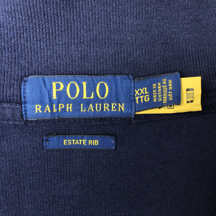 Ralph Lauren POLO RALPH LAUREN ESTATE RIB half-zip sweatshirt, men's size XXL cotton navy blue type Vintage Second Hand