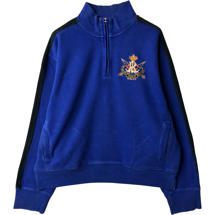 Ralph Lauren POLO by Ralph Lauren Half-Zip Sweatshirt, Men's XL cotton blue type Vintage Second Hand