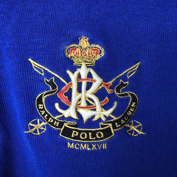 Ralph Lauren POLO by Ralph Lauren Half-Zip Sweatshirt, Men's XL cotton blue type Vintage Second Hand