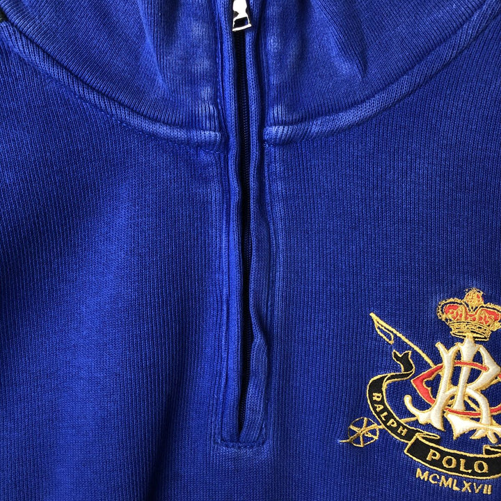 Ralph Lauren POLO by Ralph Lauren Half-Zip Sweatshirt, Men's XL cotton blue type Vintage Second Hand