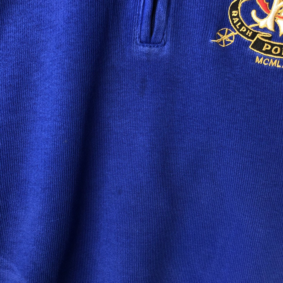 Ralph Lauren POLO by Ralph Lauren Half-Zip Sweatshirt, Men's XL cotton blue type Vintage Second Hand