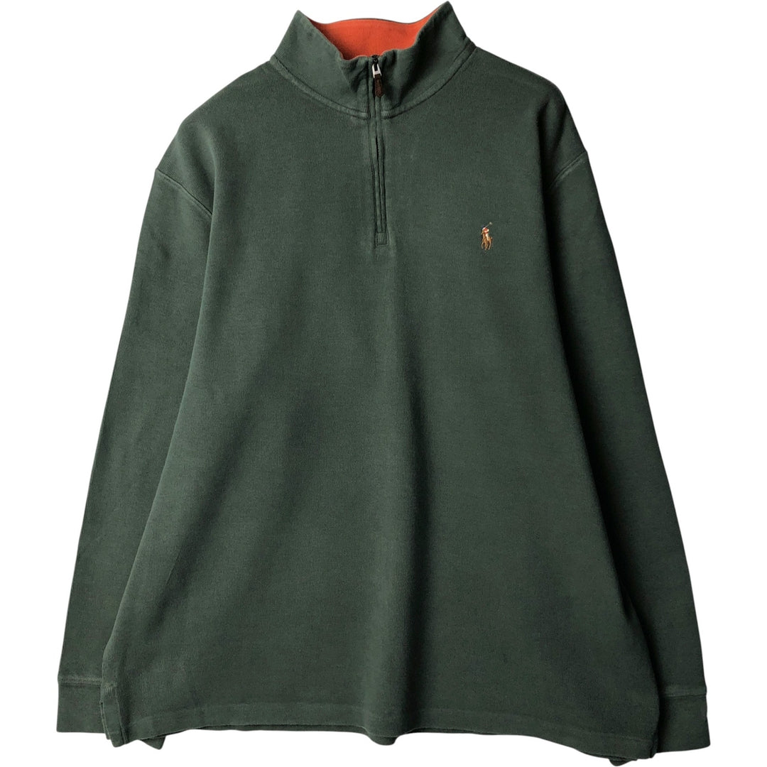 Ralph Lauren POLO RALPH LAUREN ESTATE RIB half-zip sweatshirt, sweatshirt, men's XL size cotton Khaki type Vintage Second Hand