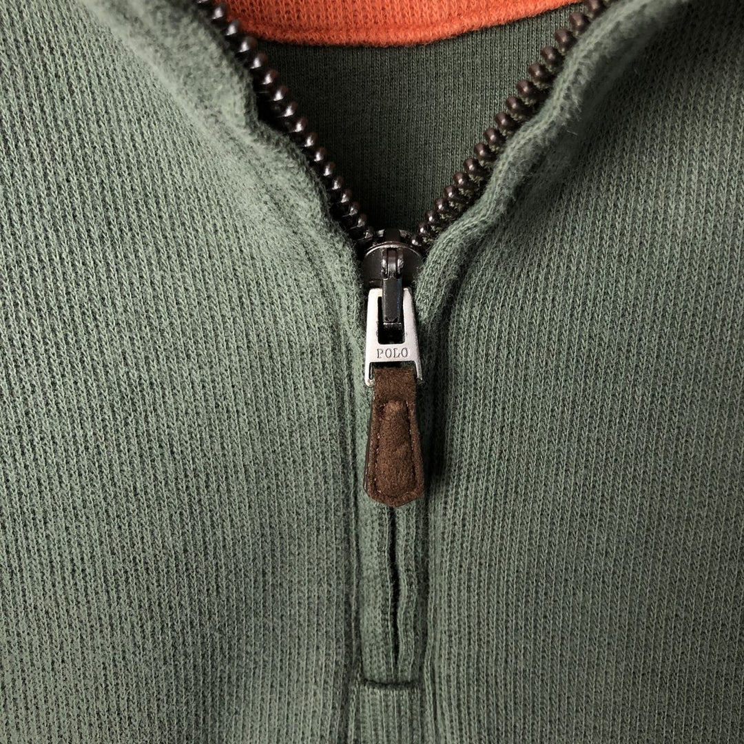 Ralph Lauren POLO RALPH LAUREN ESTATE RIB half-zip sweatshirt, sweatshirt, men's XL size cotton Khaki type Vintage Second Hand