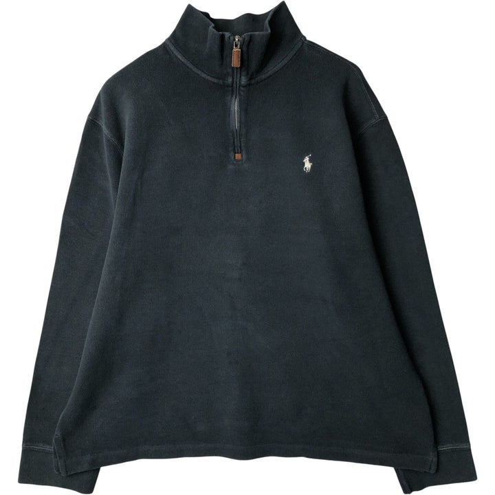 Ralph Lauren POLO by Ralph Lauren Half-Zip Sweatshirt, Men's XL cotton navy blue type Vintage Second Hand