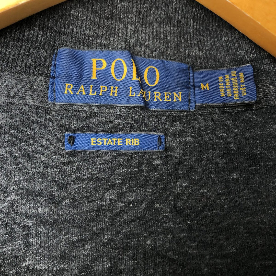 Ralph Lauren POLO RALPH LAUREN ESTATE RIB half-zip sweatshirt, men's size M cotton gray type Vintage Second Hand