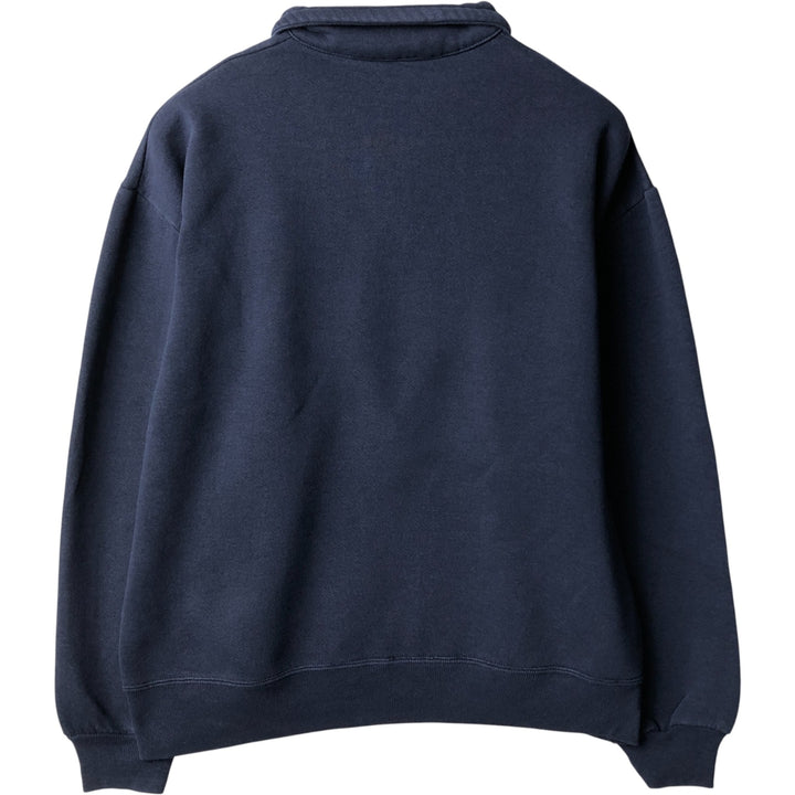 Vintage 80s-90'S Jerzees Half-Zip Sweatshirt, Made in USA, Men's Size L cotton navy blue type Vintage Second Hand