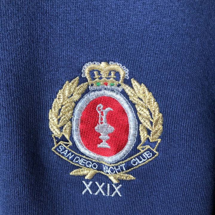 Vintage 80s-90'S Jerzees Half-Zip Sweatshirt, Made in USA, Men's Size L cotton navy blue type Vintage Second Hand