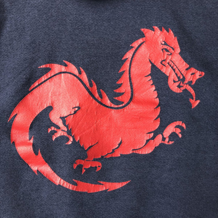 Vintage 90'S Lee Dragon Pattern Pullover Hoodie, Made in USA, Men's Size Medium cotton navy blue type Vintage Second Hand