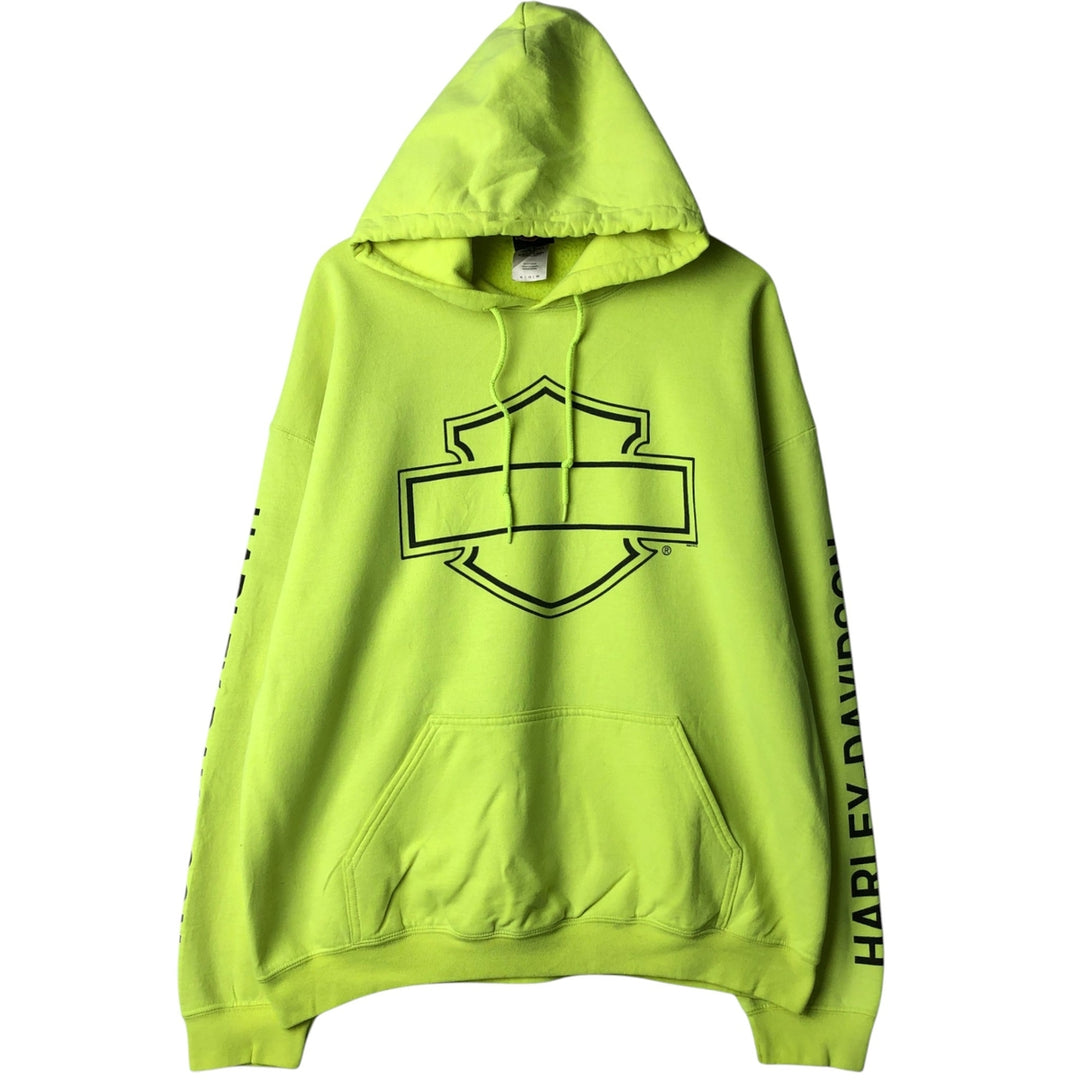 Harley-Davidson Sweatshirt Pullover Hoodie Men's XL cotton green type yellow green Vintage Second Hand