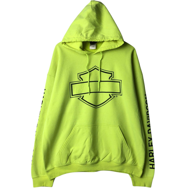 Harley-Davidson Sweatshirt Pullover Hoodie Men's XL cotton green type yellow green Vintage Second Hand