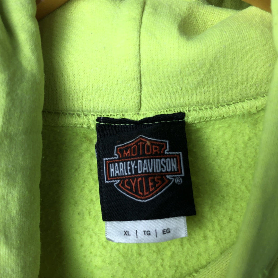 Harley-Davidson Sweatshirt Pullover Hoodie Men's XL cotton green type yellow green Vintage Second Hand