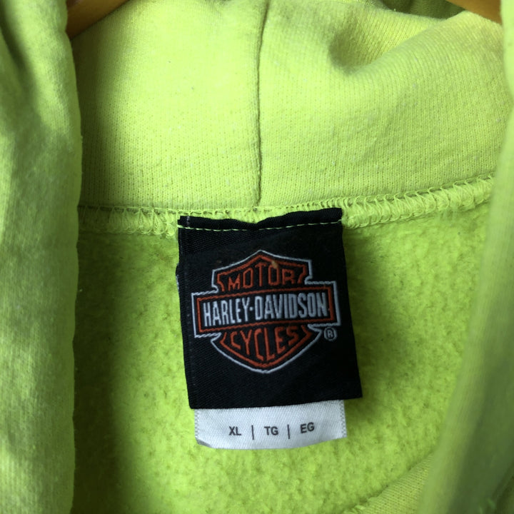 Harley-Davidson Sweatshirt Pullover Hoodie Men's XL cotton green type yellow green Vintage Second Hand