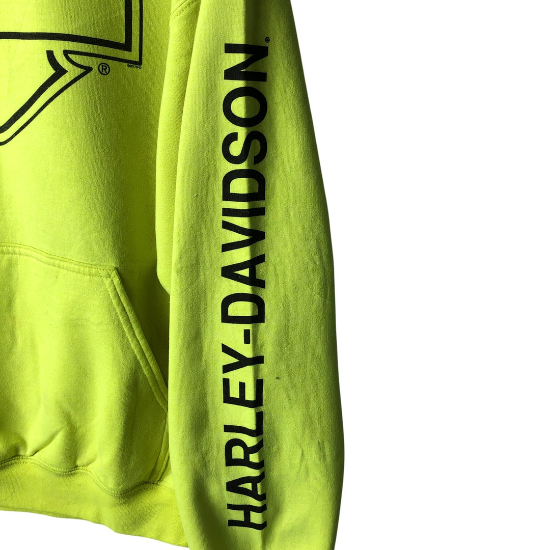 Harley-Davidson Sweatshirt Pullover Hoodie Men's XL cotton green type yellow green Vintage Second Hand