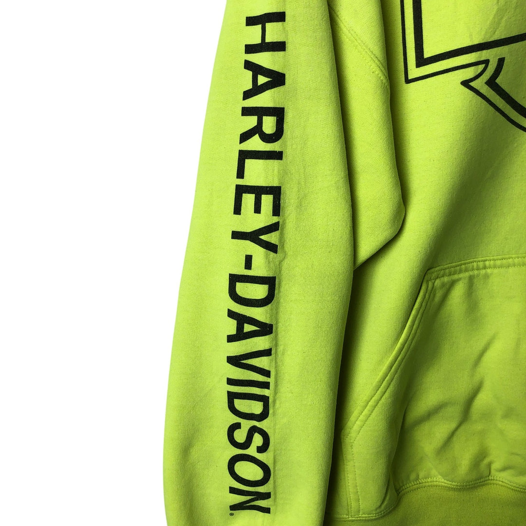 Harley-Davidson Sweatshirt Pullover Hoodie Men's XL cotton green type yellow green Vintage Second Hand