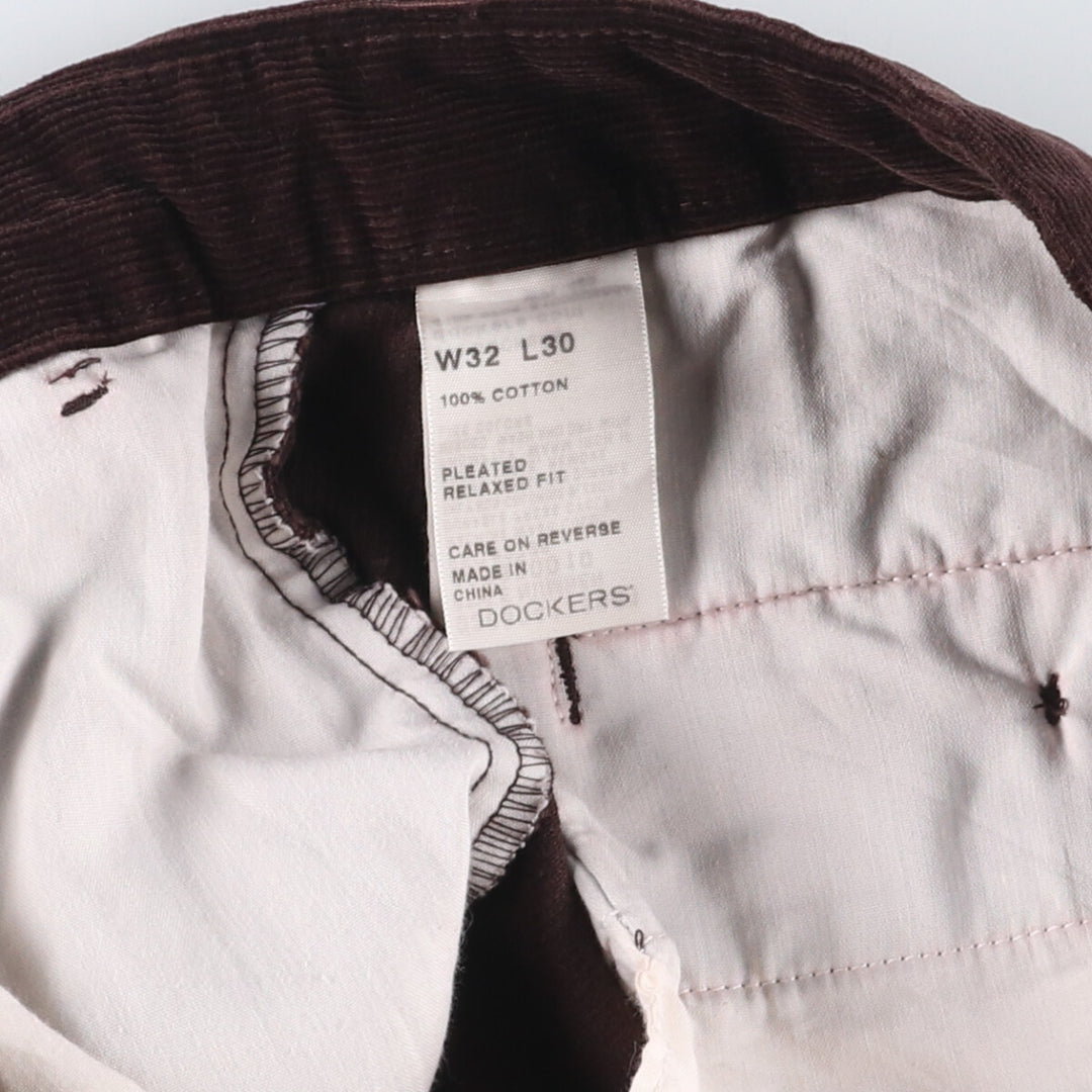 Dockers Relaxed Fit Two-Pleated Corduroy Pants, Men's, Size W32 cotton brown type Vintage Second Hand