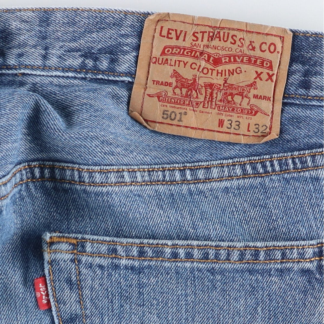 Levi's 501 straight denim pants for men, size W33 cotton blue type Vintage Second Hand
