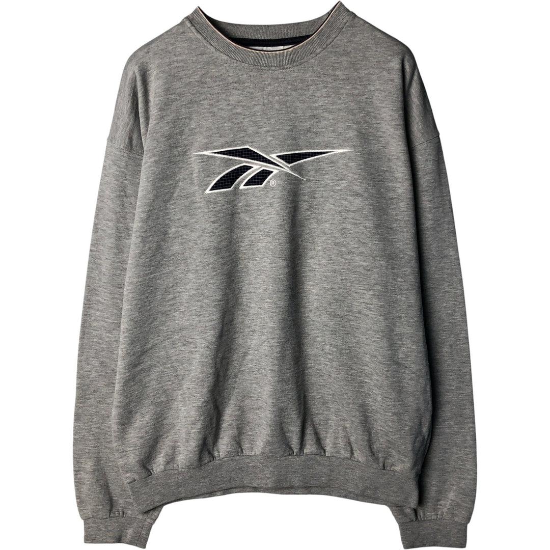 90'S Reebok Logo Sweatshirt, Men's XL Size Vintage cotton gray type Vintage Second Hand