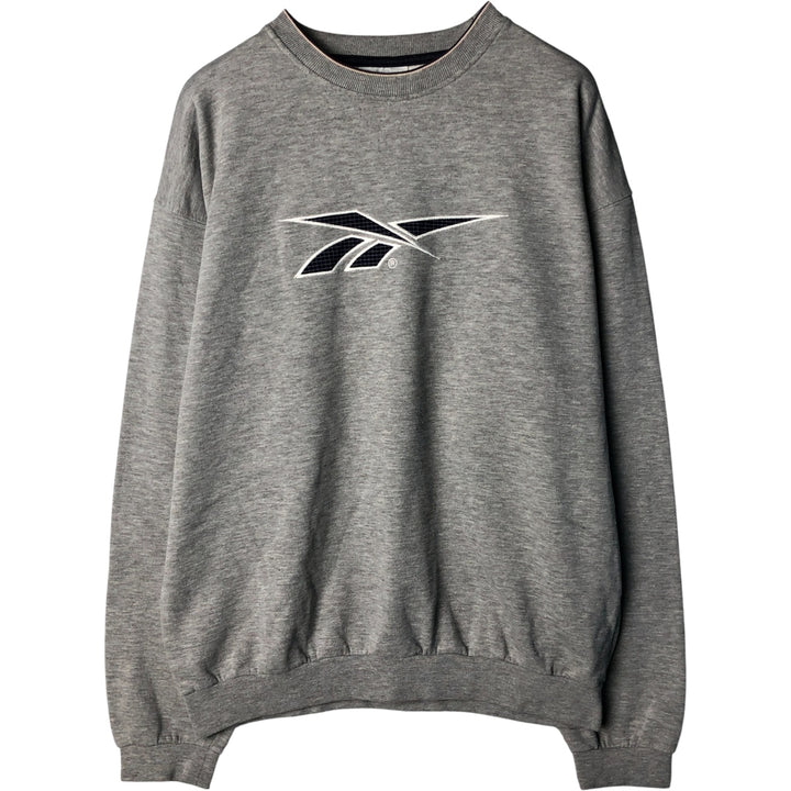 90'S Reebok Logo Sweatshirt, Men's XL Size Vintage cotton gray type Vintage Second Hand
