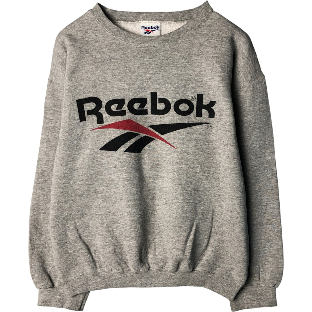 90'S Reebok Logo Sweatshirt, Made in USA, Men's Size Medium, Vintage cotton gray type Vintage Second Hand