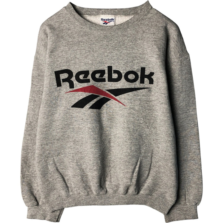90'S Reebok Logo Sweatshirt, Made in USA, Men's Size Medium, Vintage cotton gray type Vintage Second Hand