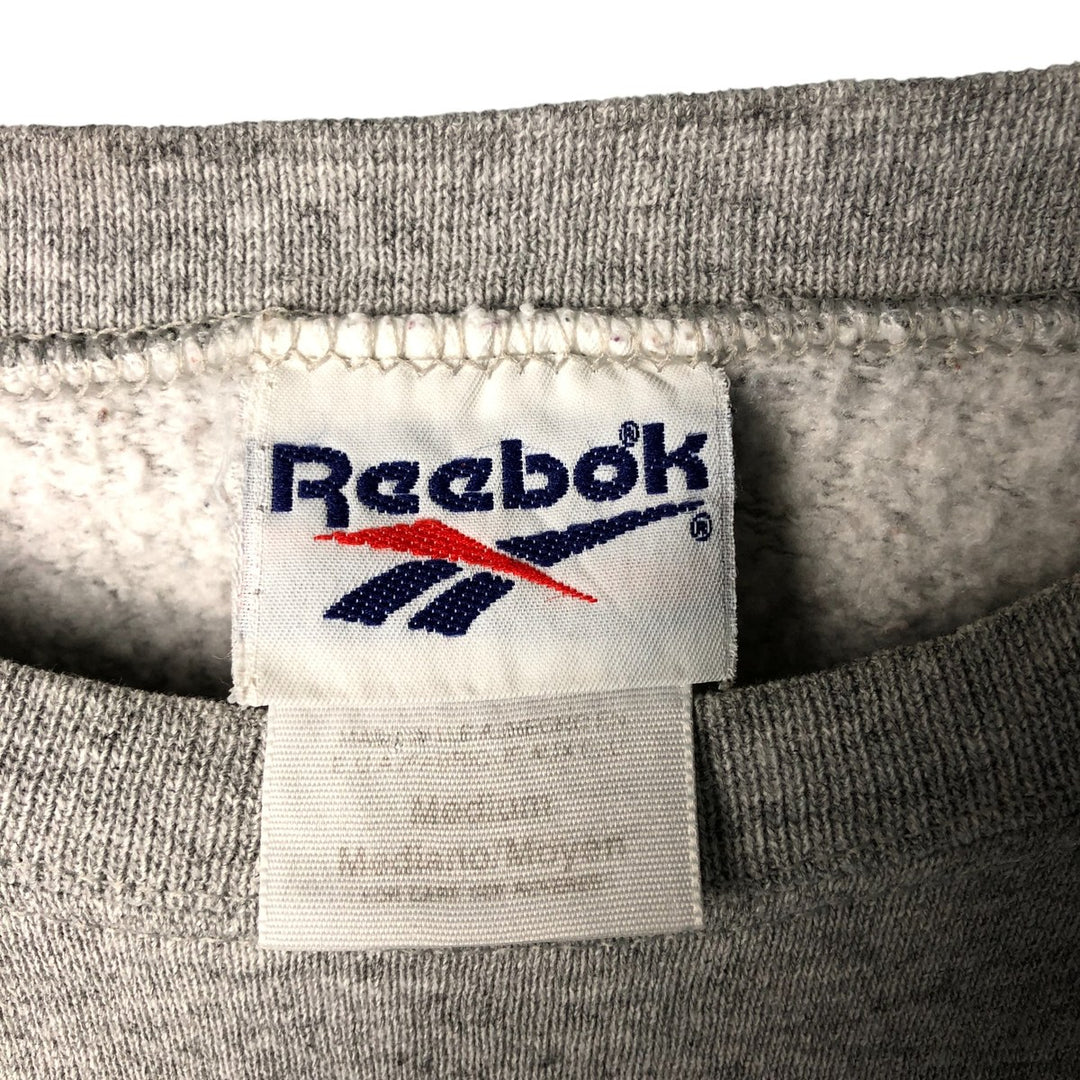 90'S Reebok Logo Sweatshirt, Made in USA, Men's Size Medium, Vintage cotton gray type Vintage Second Hand