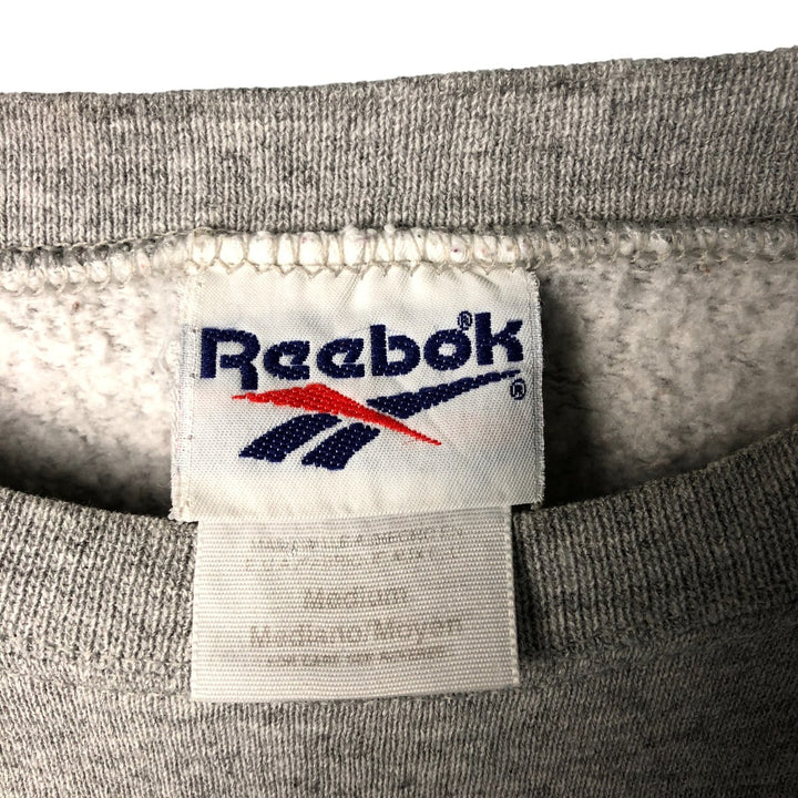 90'S Reebok Logo Sweatshirt, Made in USA, Men's Size Medium, Vintage cotton gray type Vintage Second Hand