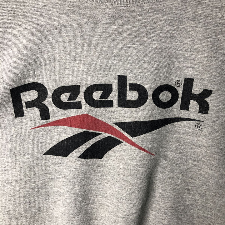 90'S Reebok Logo Sweatshirt, Made in USA, Men's Size Medium, Vintage cotton gray type Vintage Second Hand