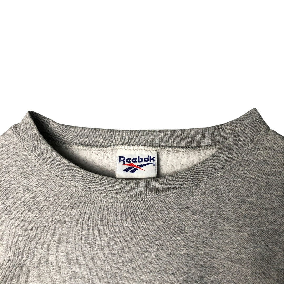 90'S Reebok Logo Sweatshirt, Made in USA, Men's Size Medium, Vintage cotton gray type Vintage Second Hand