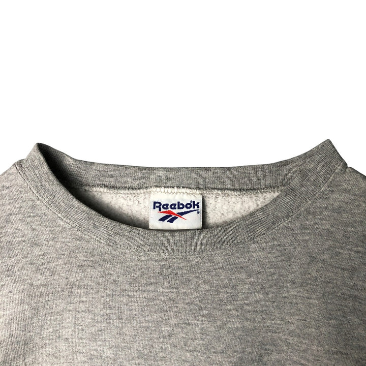 90'S Reebok Logo Sweatshirt, Made in USA, Men's Size Medium, Vintage cotton gray type Vintage Second Hand