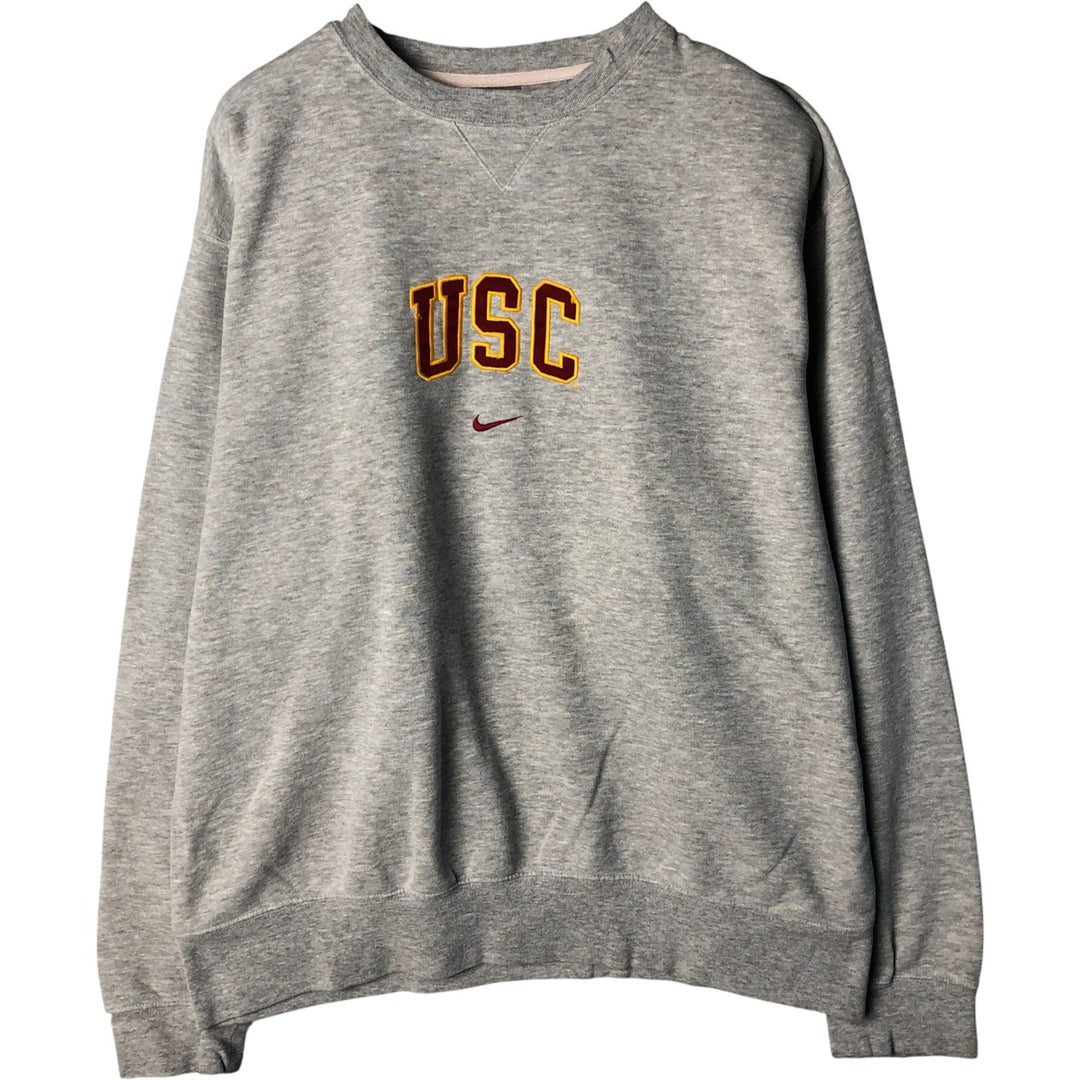 00'S Nike NIKE TEAM College Sweatshirt Trainer Men's L size cotton gray type Vintage Second Hand