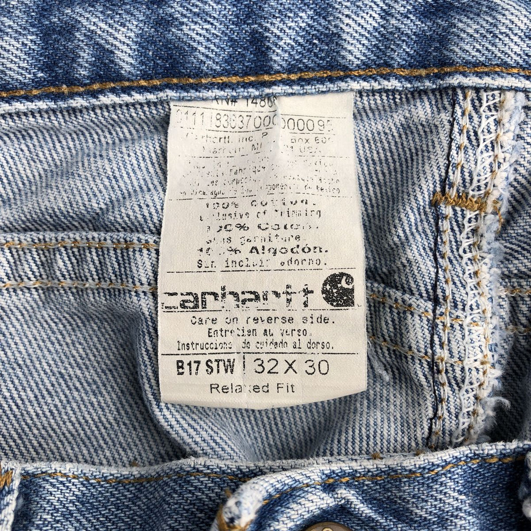 Carhartt Relaxed Fit Tapered Denim Pants for Men, W33 equivalent cotton blue type Vintage Second Hand
